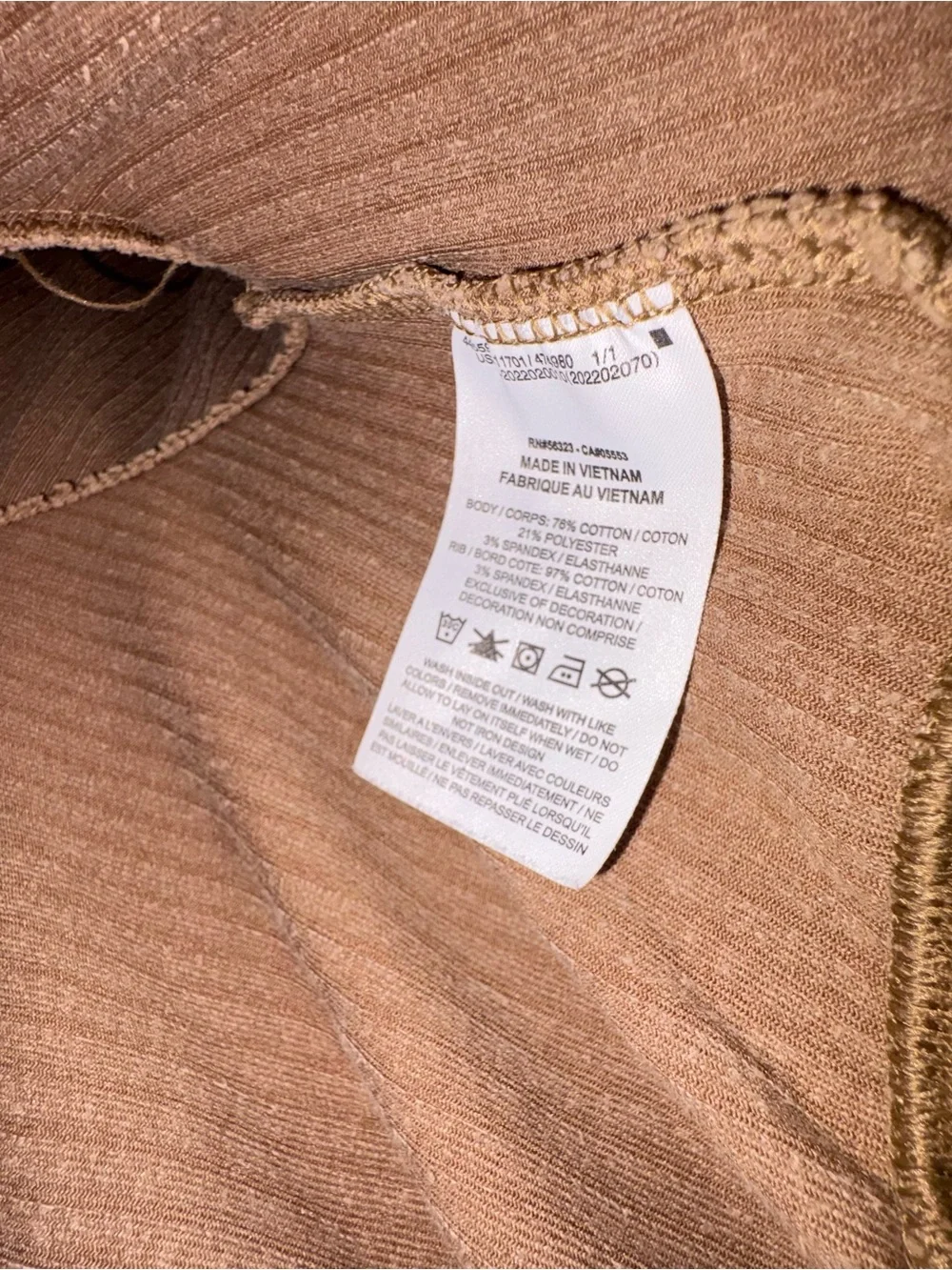 Nike Tan Corduroy Cropped Zip Pullover